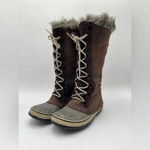 Sorel Cate the Great Tall Women’s Sz 7 Faux Fur Tusk Brown Leather Winter Boots